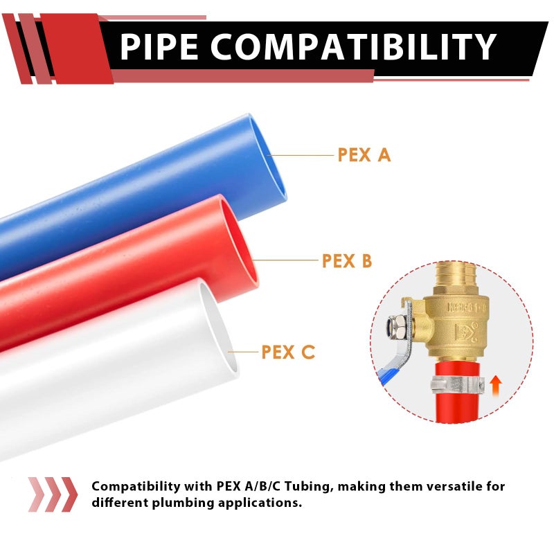 EFIELD 4 Pack EFIELD 1/2 Inch Pex Brass Full Port Shut-off Ball Valve for Hot and Cold Water,Potable Water, Pex Barb Crimp Connection,(VALVE002) - Image 4